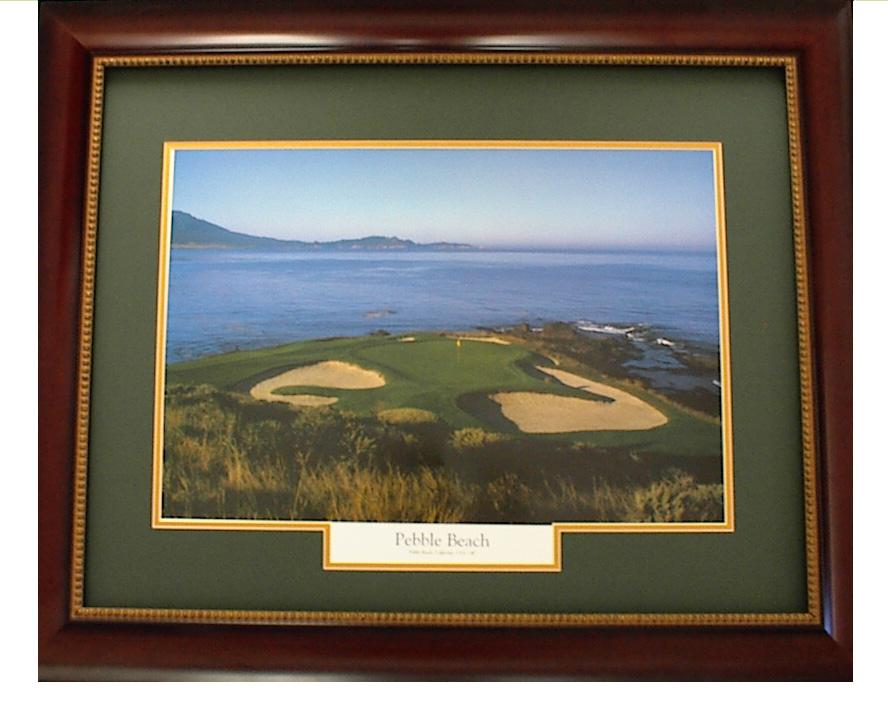 Pebble Beach 7th Hole Mahogany Frame Forrest