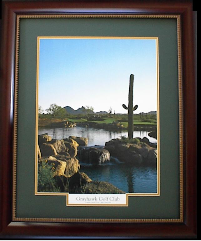 Grayhawk Golf Course Photo Mahogany Frame Forest Mat